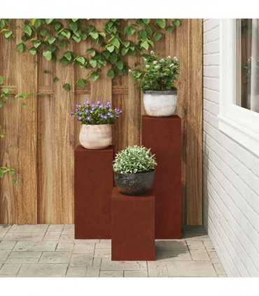 vidaXL Plant Stand 3 pcs Rusty Weathering Steel — Model: 3x (35/55/75 cm)