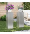 vidaXL Plant Stand 2 pcs Silver 24 x 24 x 75 cm Galvanised steel — Model: 2x (75 cm)