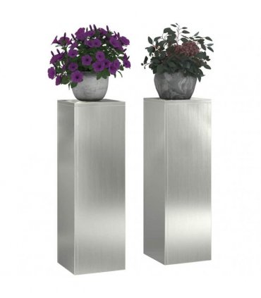 vidaXL Plant Stand 2 pcs Silver 24 x 24 x 75 cm Galvanised steel — Model: 2x (75 cm)