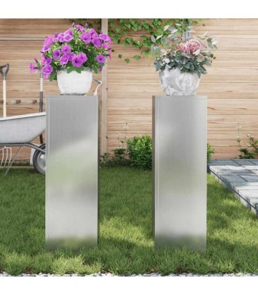 vidaXL Plant Stand 2 pcs Silver 24 x 24 x 75 cm Galvanised steel — Model: 2x (75 cm)
