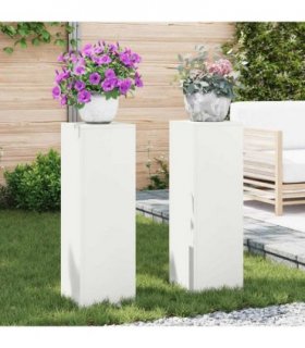 vidaXL Plant Stand 2 pcs White 24 x 24 x 75 cm Steel — Model: 2x (75 cm)