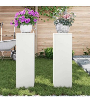 vidaXL Plant Stand 2 pcs White 24 x 24 x 75 cm Steel — Model: 2x (75 cm)