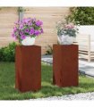 vidaXL Plant Stand 2 pcs Rusty 24 x 24 x 55 cm Weathering Steel — Model: 2x (55 cm)