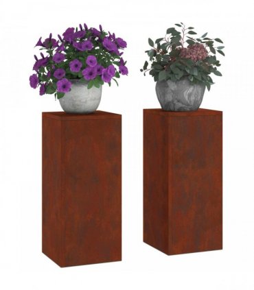 vidaXL Plant Stand 2 pcs Rusty 24 x 24 x 55 cm Weathering Steel — Model: 2x (55 cm)