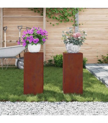 vidaXL Plant Stand 2 pcs Rusty 24 x 24 x 55 cm Weathering Steel — Model: 2x (55 cm)