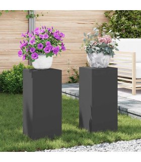 vidaXL Plant Stand 2 pcs Black 24 x 24 x 55 cm Steel — Model: 2x (55 cm)