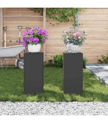 vidaXL Plant Stand 2 pcs Black 24 x 24 x 55 cm Steel — Model: 2x (55 cm)