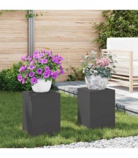 vidaXL Plant Stand 2 pcs Black 24 x 24 x 35 cm Steel — Model: 2x (35 cm)