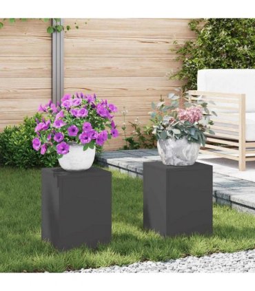 vidaXL Plant Stand 2 pcs Black 24 x 24 x 35 cm Steel — Model: 2x (35 cm)