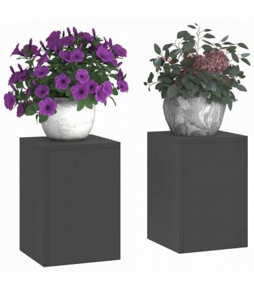vidaXL Plant Stand 2 pcs Black 24 x 24 x 35 cm Steel — Model: 2x (35 cm)