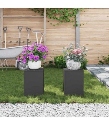vidaXL Plant Stand 2 pcs Black 24 x 24 x 35 cm Steel — Model: 2x (35 cm)