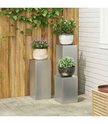 vidaXL Plant Stand 3 pcs Silver Galvanised steel — Model: 3x (35/55/75 cm)