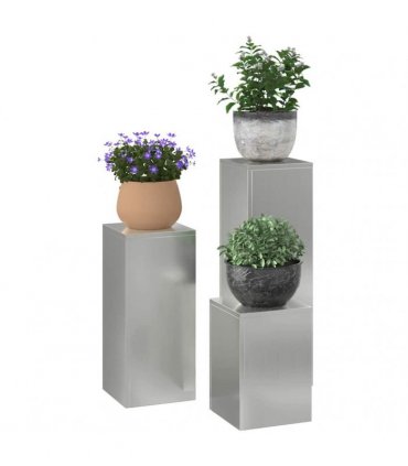 vidaXL Plant Stand 3 pcs Silver Galvanised steel — Model: 3x (35/55/75 cm)