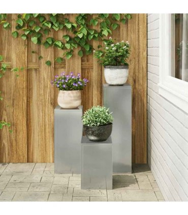 vidaXL Plant Stand 3 pcs Silver Galvanised steel — Model: 3x (35/55/75 cm)