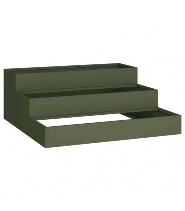 vidaXL Garden Planter Olive Green 90 x 90 x 35 cm Cold-rolled Steel