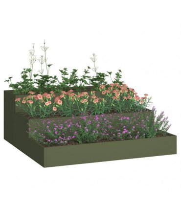 vidaXL Garden Planter Olive Green 90 x 90 x 35 cm Cold-rolled Steel