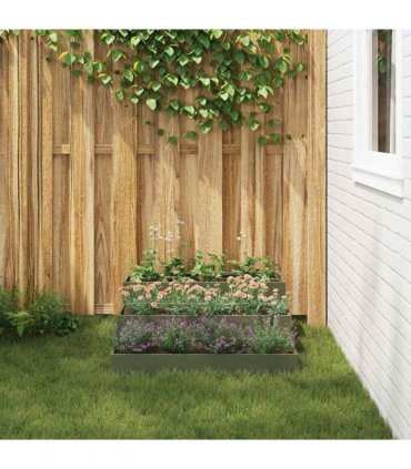 vidaXL Garden Planter Olive Green 90 x 90 x 35 cm Cold-rolled Steel