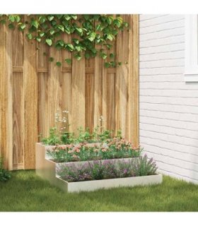 vidaXL Garden Planter Silver 90 x 90 x 35 cm Stainless Steel