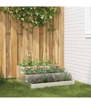 vidaXL Garden Planter Silver 90 x 90 x 35 cm Stainless Steel