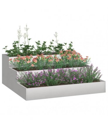 vidaXL Garden Planter Silver 90 x 90 x 35 cm Stainless Steel