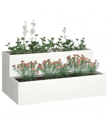vidaXL Garden Planter White 100 x 60 x 45 cm Cold-rolled Steel