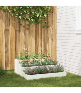 vidaXL Garden Planter White 90 x 90 x 35 cm Cold-rolled Steel