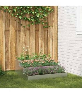 vidaXL Garden Planter Silver 90 x 90 x 35 cm Galvanised Steel