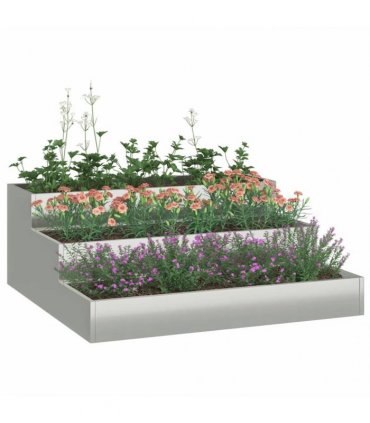 vidaXL Garden Planter Silver 90 x 90 x 35 cm Galvanised Steel