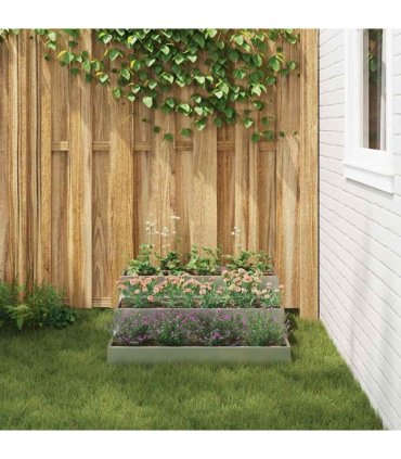 vidaXL Garden Planter Silver 90 x 90 x 35 cm Galvanised Steel