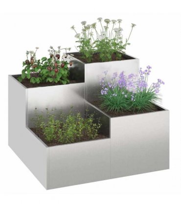 vidaXL Garden Planter Silver 80 x 80 x 60 cm Stainless steel