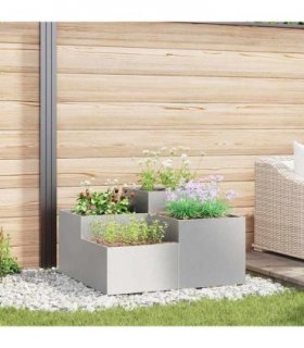vidaXL Garden Planter Silver 80 x 80 x 48 cm Stainless steel
