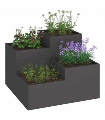 vidaXL Garden Planter Black 80 x 80 x 60 cm Steel