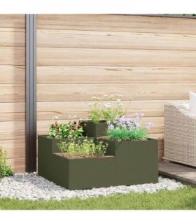 vidaXL Garden Planter Olive green 80 x 80 x 48 cm Steel