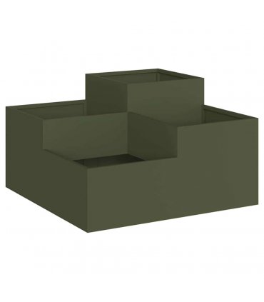 vidaXL Garden Planter Olive green 80 x 80 x 48 cm Steel