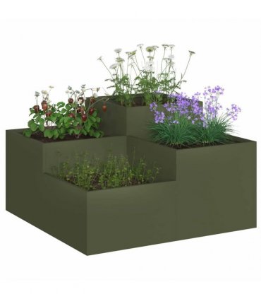 vidaXL Garden Planter Olive green 80 x 80 x 48 cm Steel
