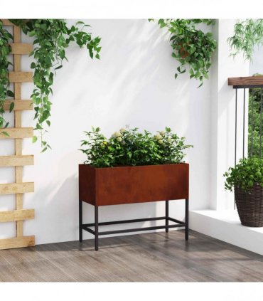 vidaXL Raised Garden Planter Rusty 60 x 26 x 45 cm Weathering Steel