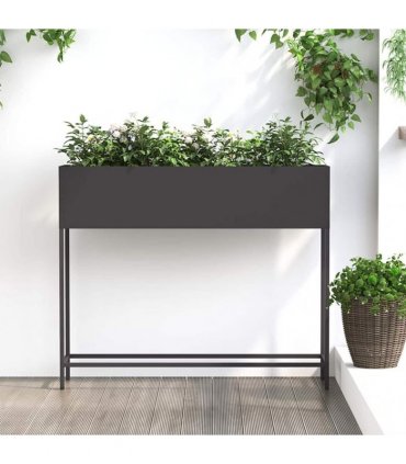 vidaXL Raised Garden Planter Black 100 x 26 x 82 cm Steel