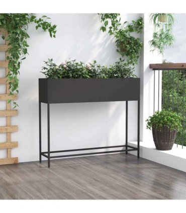 vidaXL Raised Garden Planter Black 100 x 26 x 82 cm Steel