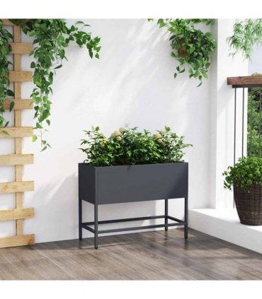 vidaXL Raised Garden Planter Anthracite 60 x 26 x 45 cm Steel
