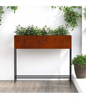 vidaXL Raised Garden Planter Rusty 100 x 26 x 82 cm Weathering Steel