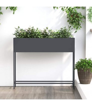 vidaXL Raised Garden Planter Anthracite 100 x 26 x 82 cm Steel