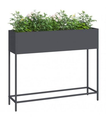 vidaXL Raised Garden Planter Anthracite 100 x 26 x 82 cm Steel
