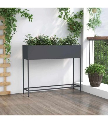 vidaXL Raised Garden Planter Anthracite 100 x 26 x 82 cm Steel