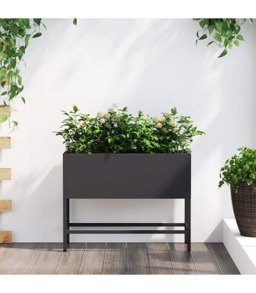 vidaXL Raised Garden Planter Black 60 x 26 x 45 cm Steel