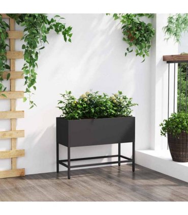 vidaXL Raised Garden Planter Black 60 x 26 x 45 cm Steel