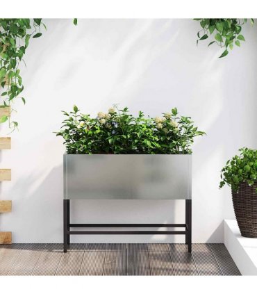 vidaXL Raised Garden Planter Silver 60 x 26 x 45 cm Galvanised Steel