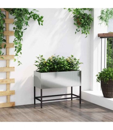 vidaXL Raised Garden Planter Silver 60 x 26 x 45 cm Galvanised Steel