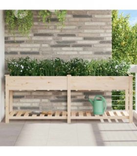 vidaXL Garden Planter Beige 203 x 53 x 76.5 cm Solid Fir Wood — Size: 203.5 x 53 x 76.5 cm