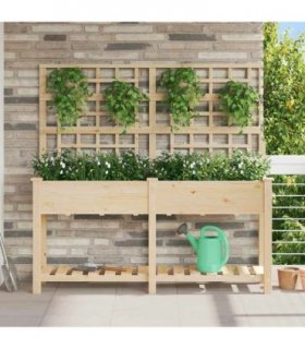 vidaXL Garden Planter Beige 161 x 46 x 152.5 cm Solid Fir Wood