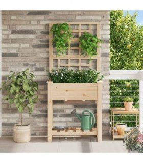 vidaXL Garden Planter with Shelf Beige 71 x 38 x 152 cm Solid Fir Wood